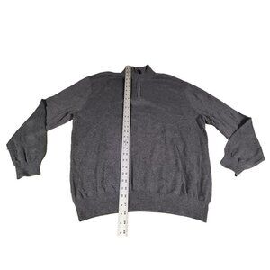 Jos. A. Bank 1/4 Zip Pullover Sweater Gray Mock Neck 100% Pima Cotton‎ XL
